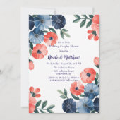 Invitation Bouquet bleu et corail Mariage Couples Douche (Devant)