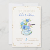 Invitation Bouquet bleu mariage (Devant)