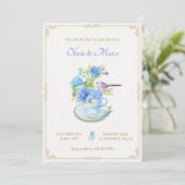 Invitation Bouquet bleu mariage (Debout devant)