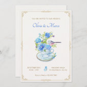 Invitation Bouquet bleu mariage (Devant / Derrière)