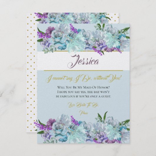 Invitation Bouquet Bleu turquoise Mariage Suite Soyez Ma Brid (Devant / Derrière)