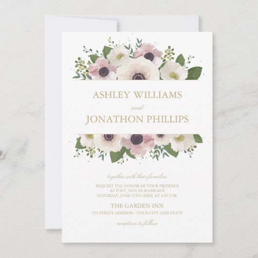 Invitation Bouquet Blush Anemone (Devant)