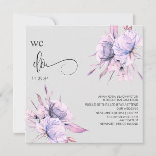Invitation *~* Bouquet Blush Rose Floral AR15 QR RSVP MARIAGE