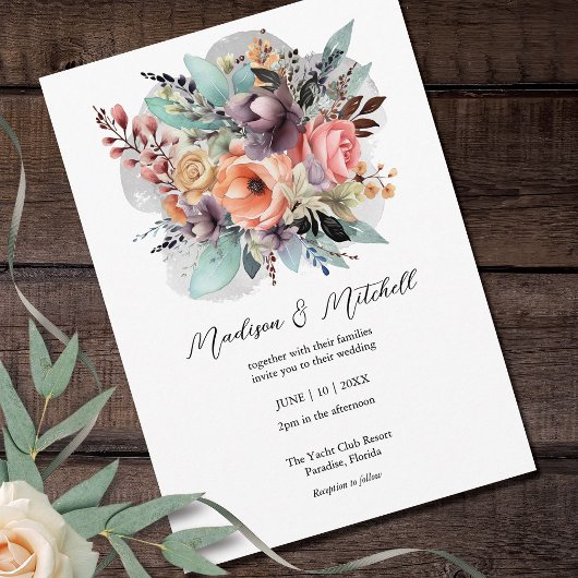 Invitation Bouquet bohème Floral Aquarelle