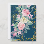 Invitation Bouquet botanique avec Parties scintillant en or F (Dos)