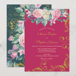 Invitation Bouquet botanique Bouquet Magenta Faux Parties sci