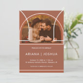 Invitation Bouquet botanique simple en terre cuite avec monog (Debout devant)