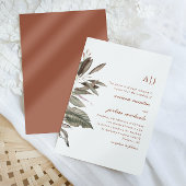Invitation Bouquet botanique simple en terre cuite avec monog