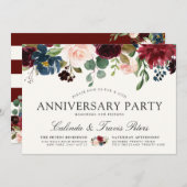 Invitation Bouquet Bourgogne | Anniversaire (Devant / Derrière)