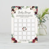 Invitation Bouquet Bourgogne | Baby Shower Bingo (Debout devant)