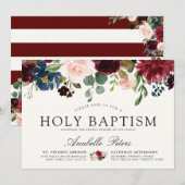 Invitation Bouquet Bourgogne | Baptême floral (Devant / Derrière)