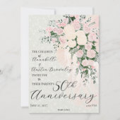 Invitation Bouquet Cascade de Glycine Rose d'Anniversaire (Devant)