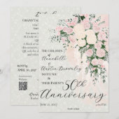 Invitation Bouquet Cascade de Wisteria et Rose Bow pour Anniv (Devant / Derrière)