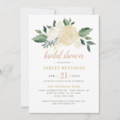 Invitation Bouquet Classique de Roses Blanches pour Mariage e (Devant)