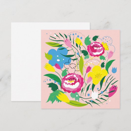 Invitation Bouquet coloré. (Devant / Derrière)