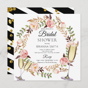Invitation Bouquet Couronne Fleurs Classy Bridal douche