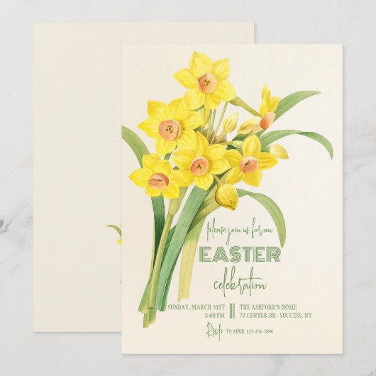 Invitation Bouquet Daffodiques (Devant / Derrière)