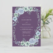 Invitation Bouquet d'améthyste Mariage Eucalyptus (Debout devant)