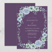 Invitation Bouquet d'améthyste Mariage Eucalyptus (Devant / Derrière)