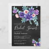 Invitation Bouquet d'anémones violettes rustiques Shower de m (Devant)