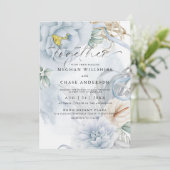 Invitation Bouquet d'aquarelle bleu pâle (Debout devant)