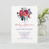 Invitation Bouquet d'aquarelle botanique baby shower invitati (Debout devant)
