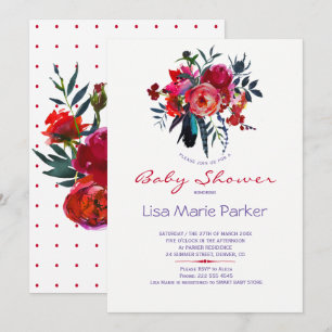 Invitation Bouquet d'aquarelle botanique baby shower invitati