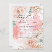 Invitation Bouquet d'aquarelle de Rose de corail (Devant)