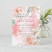 Invitation Bouquet d'aquarelle de Rose de corail (Debout devant)