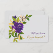 Invitation Bouquet d'aquarelle en or violet (Devant / Derrière)
