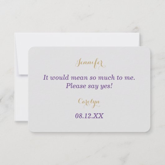 Invitation Bouquet d'aquarelle en or violet (Dos)