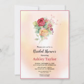 Invitation Bouquet d'aquarelle Fête des mariées fleurie rose (Devant)