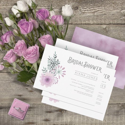 Invitation Bouquet d'aquarelle Fête des mariées Lilac ID654