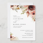 Invitation Bouquet d'aquarelle fleurie Mariage de Boho (Devant)