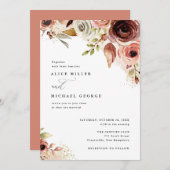Invitation Bouquet d'aquarelle fleurie Mariage de Boho (Devant / Derrière)
