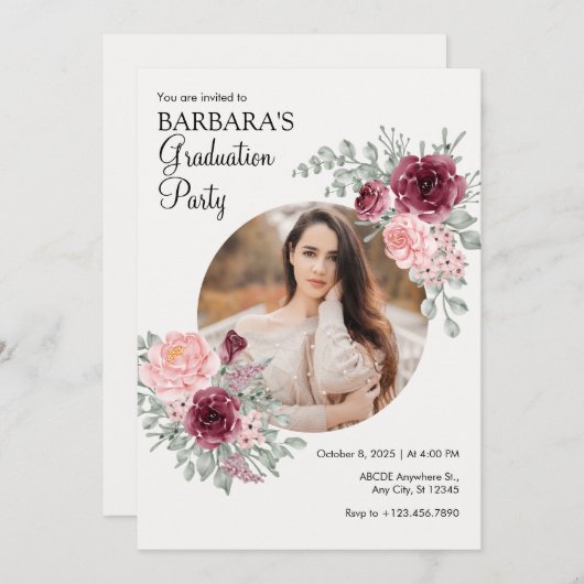 Invitation Bouquet d'aquarelle fleurs (Devant / Derrière)