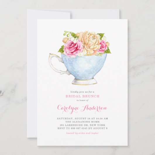 Invitation Bouquet d'aquarelle Fleurs Brunch nuptial (Devant)