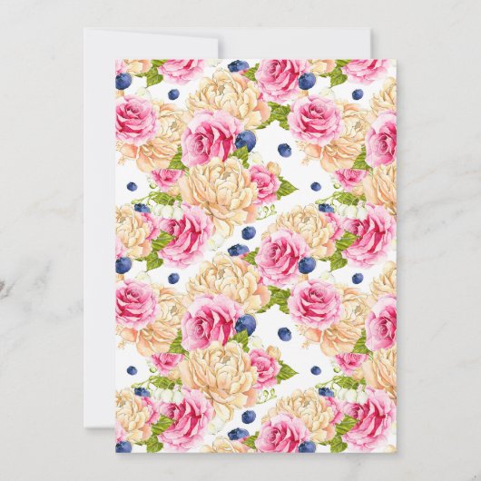 Invitation Bouquet d'aquarelle Fleurs Brunch nuptial (Dos)