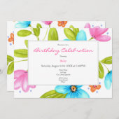 Invitation Bouquet d'aquarelle multicolore (Devant / Derrière)