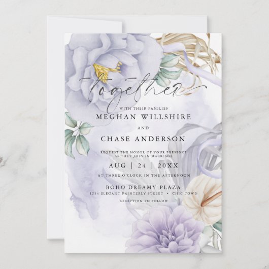 Invitation Bouquet d'aquarelle Pastel Lilac (Devant)