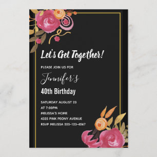 Invitation Bouquet d'aquarelle rose Peony