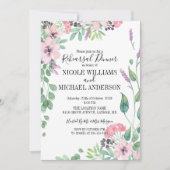 Invitation Bouquet d'aquarelle rose RUSTIQUE Dîner de répétit (Devant)