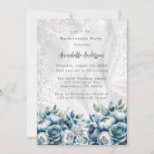 Invitation Bouquet d'argent bleu Dusty Bachelorette Party (Devant)