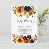 Invitation Bouquet d'automne Baby shower de tournesols (Debout devant)