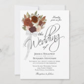 Invitation Bouquet d'automne Elegant Aquarelle Rose Mariage (Devant)