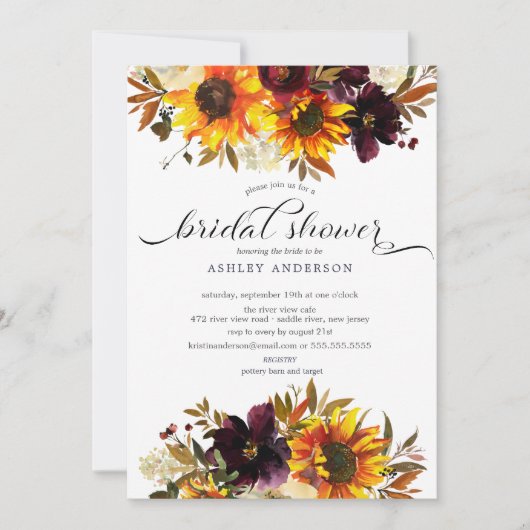 Invitation Bouquet d'automne Fleurs de soleil (Devant)