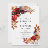 Invitation Bouquet d'automne moderne Roses rouges Mariage de  (Devant)