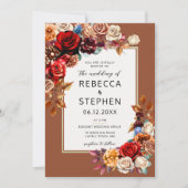Invitation Bouquet d'automne moderne Roses rouges Mariage en  (Devant)