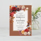 Invitation Bouquet d'automne moderne Roses rouges Mariage en  (Debout devant)
