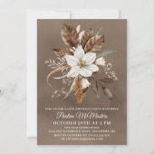 Invitation Bouquet d'automne Neutre Floral Blanc 40e annivers (Devant)